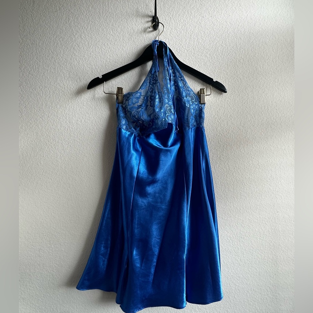Frederick's of Hollywood Blue Lace Satin Dress